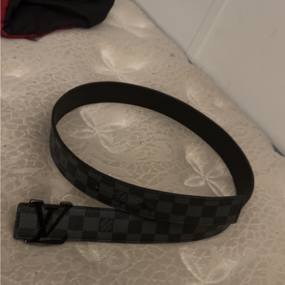 *REAL* LV black buckle checkered 40mm belt 105cm/42 had for a week